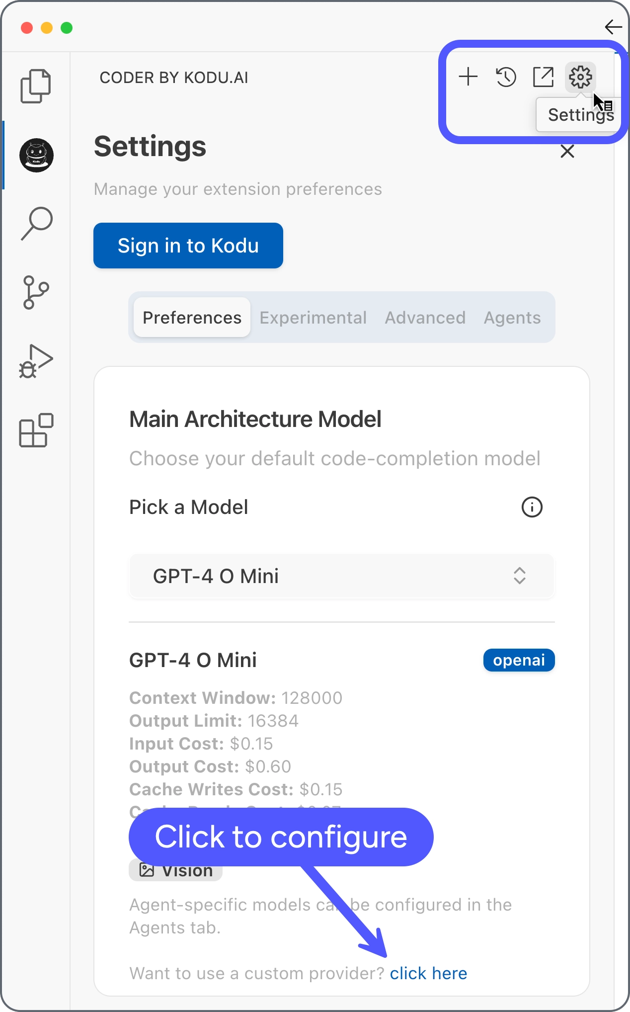 Claude Coder extension settings